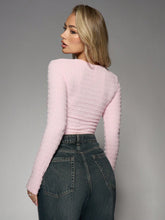 MISSGUIDED Textured Ruched Detail Cut Out Long Sleeves Bodysuit